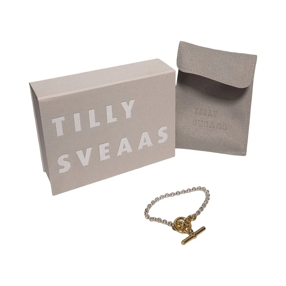 Tilly Sveaas Mixed Metal Sterling Silver Gold Plated T-Bar Toggle Bracelet 7in